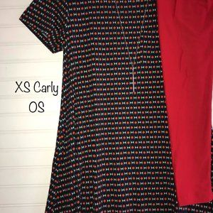 XS Lularoe Carly swing dress matching Red OS leggings BRAND NEW back 2 To school